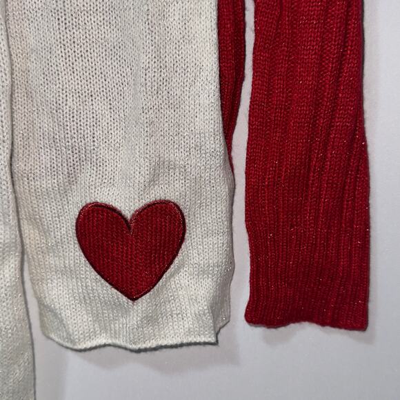 Faded Glory Girls Red Metallic Sweater & White Scarf Set Size M (7/8) - Picture 4 of 7